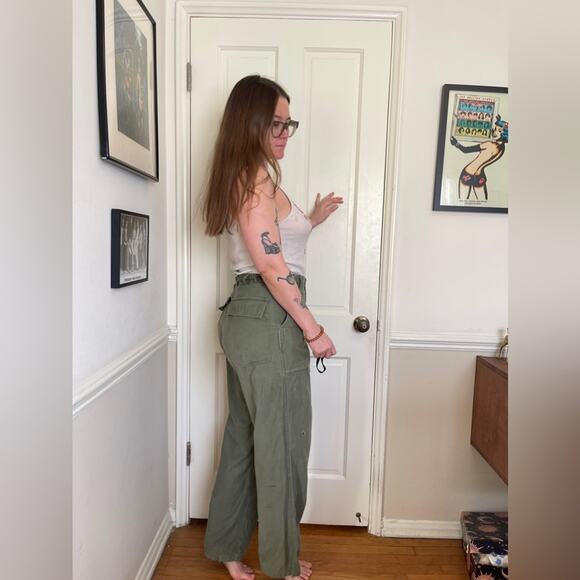 50s Vintage Korean Era Cotton Sateen Pants - Picture 3 of 13